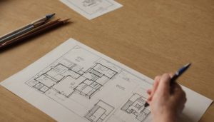 Which drawings, schedules, and consultant services are included in the house-design fee editorial visual
